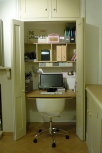 Hideaway office in a cupboard